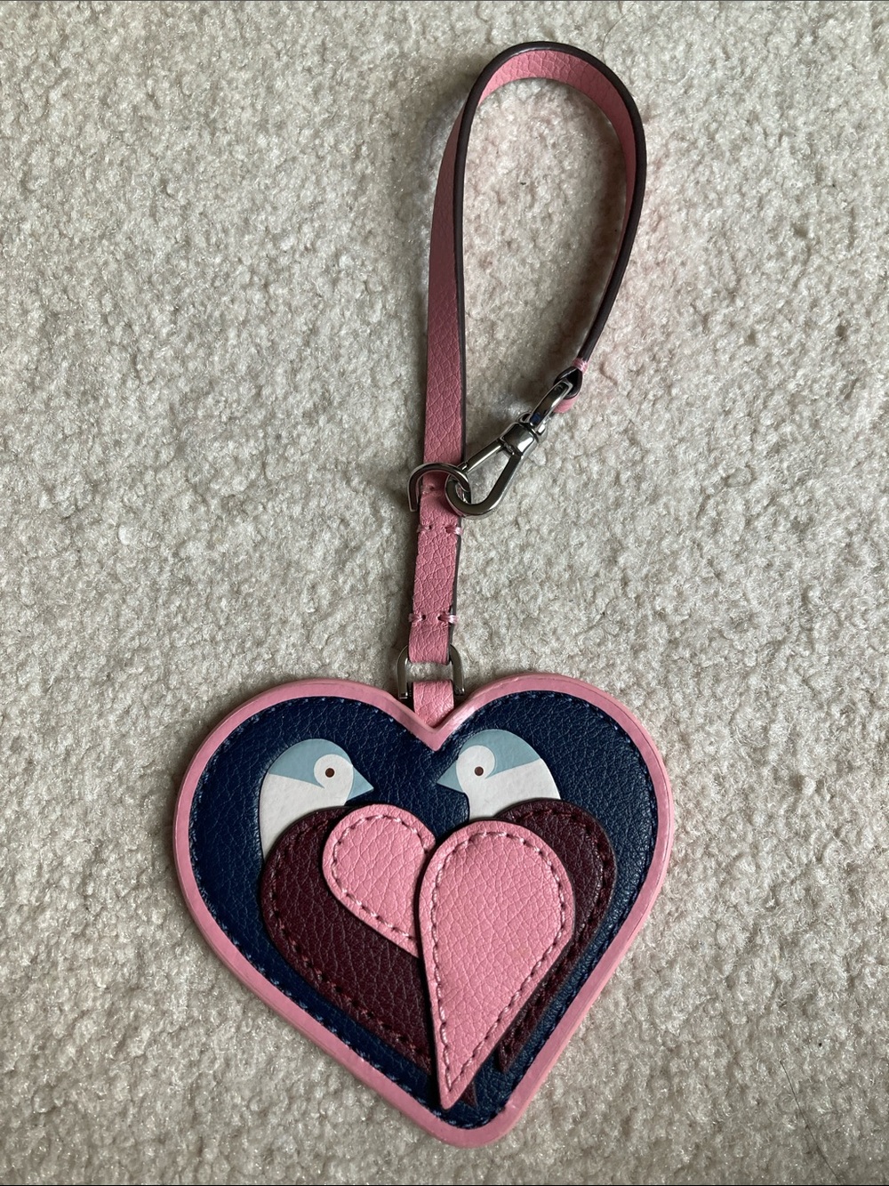 Kate Spadeve bird heart bag charm / key fob - like new